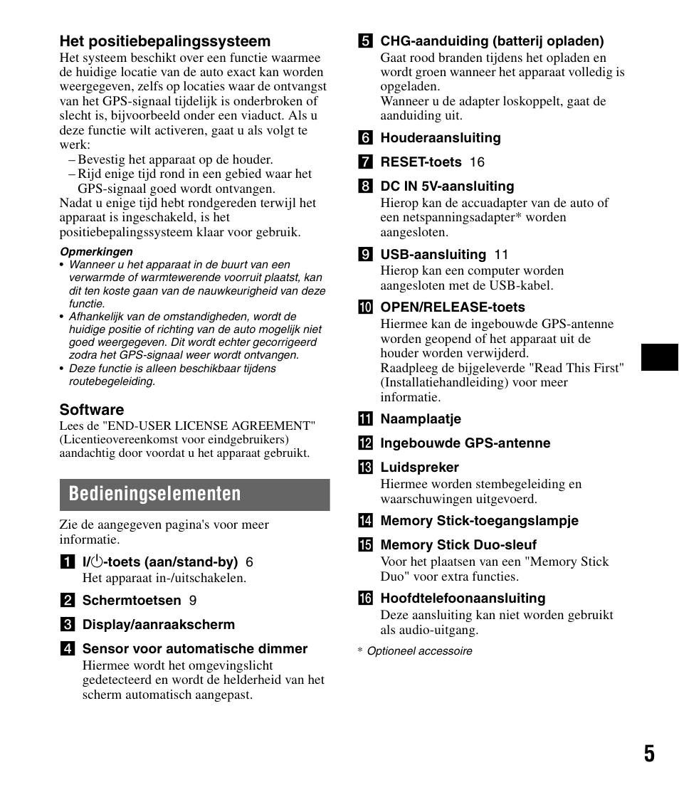 Bedieningselementen | Sony NV-U82B User Manual | Page 49 / 122