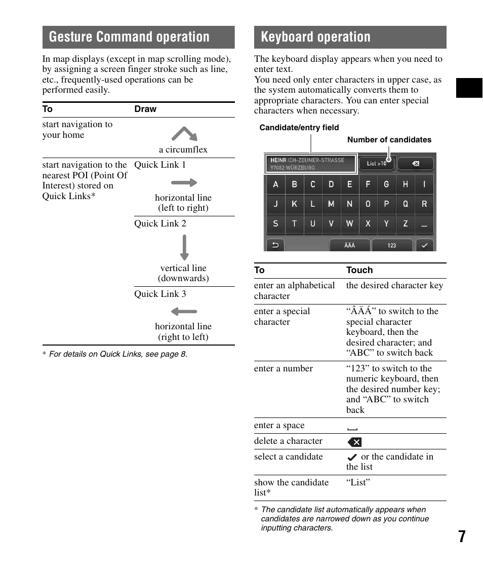 Gesture command operation, Keyboard operation, Gesture command operation keyboard operation | Sony NV-U82B User Manual | Page 7 / 122