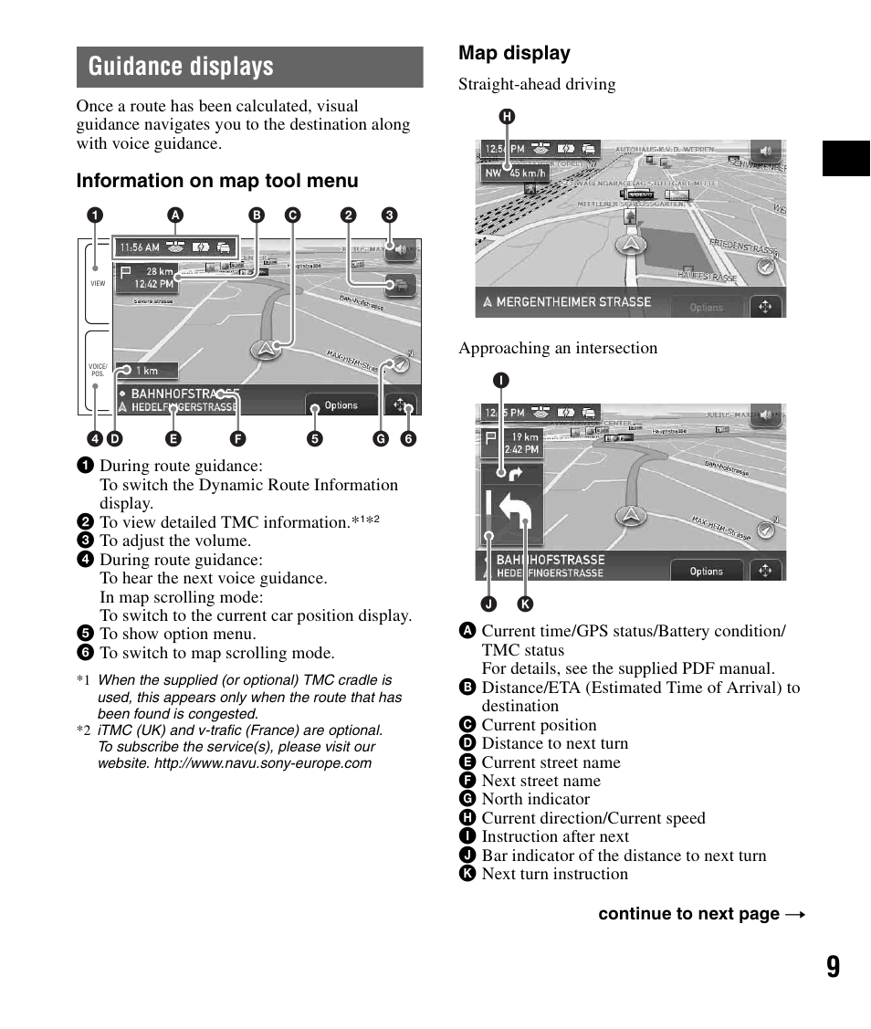 Guidance displays | Sony NV-U82B User Manual | Page 9 / 122