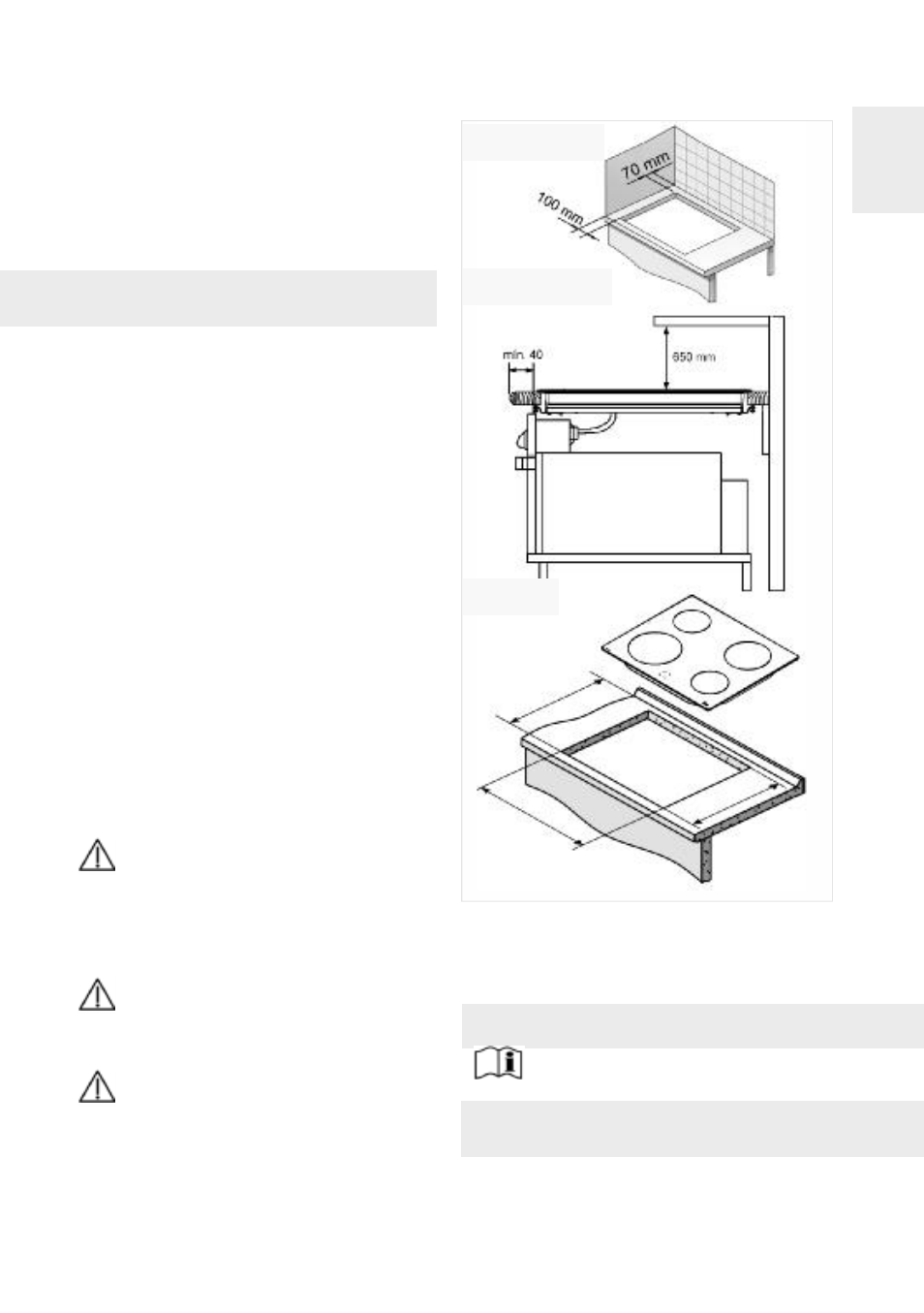 Instalação, Colocação das placas de cozinha, Colocação do forno | Instalação da placa de cozinha | Teka VTC B ES User Manual | Page 17 / 52