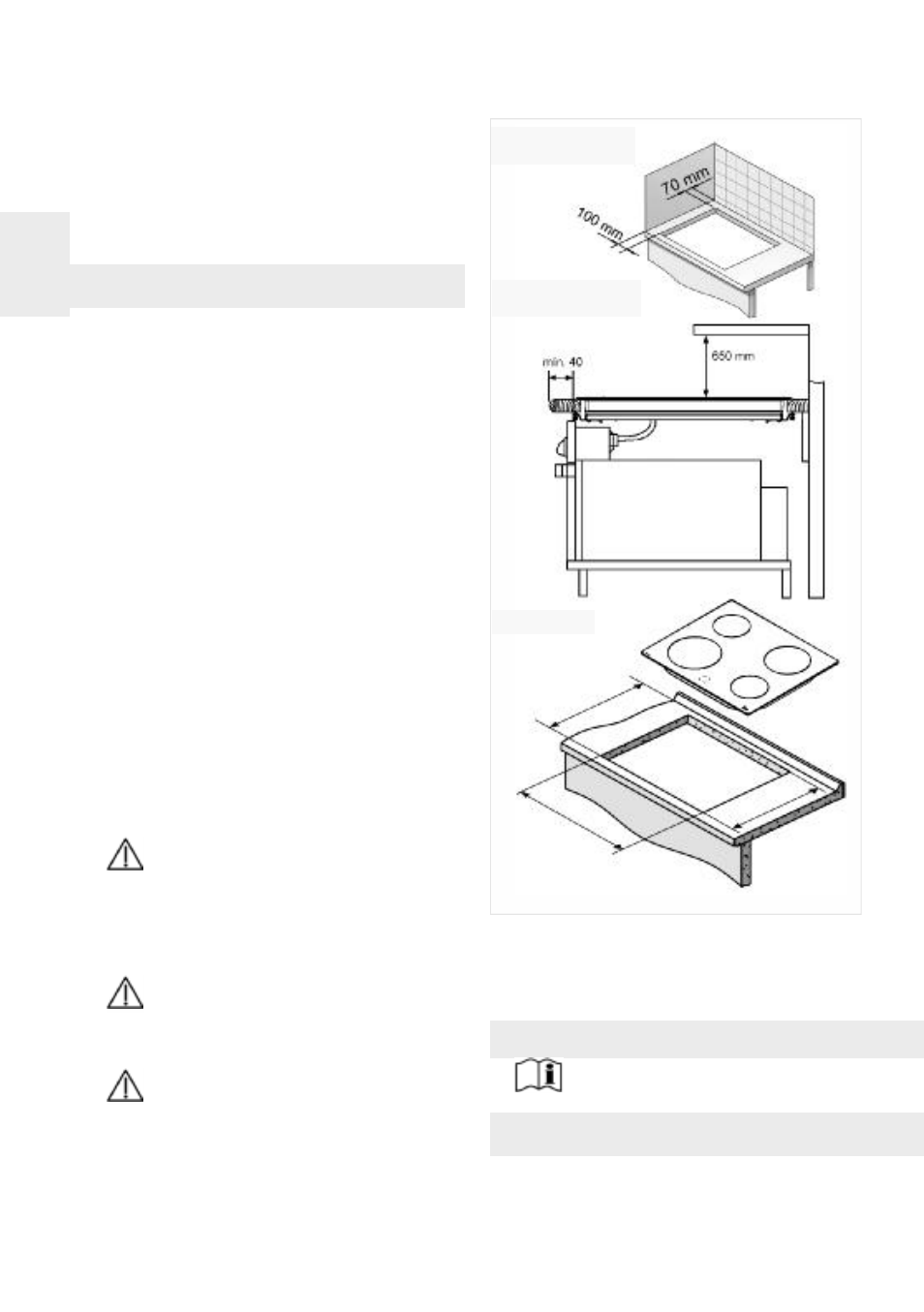 Installation, Positioning the hobs, Positioning the oven | Fixing the hob | Teka VTC B ES User Manual | Page 26 / 52