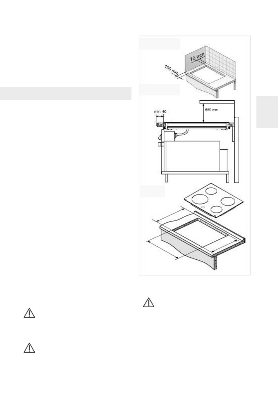 Einbau, Einbauort für die kochfelder | Teka VTC B ES User Manual | Page 35 / 52
