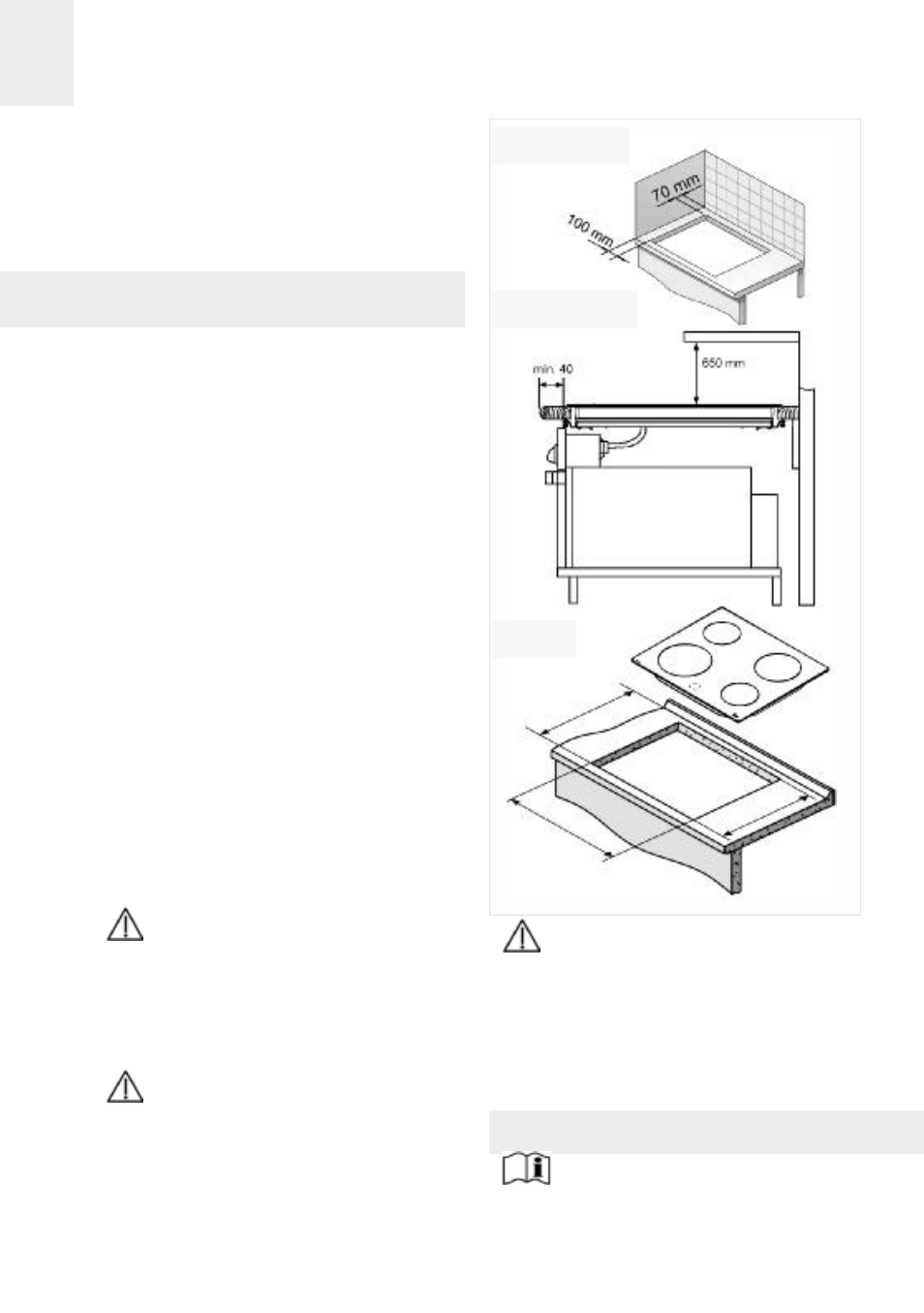 Instalación, Emplazamiento de las encimeras de cocción, Emplazamiento del horno | Teka VTC B ES User Manual | Page 8 / 52