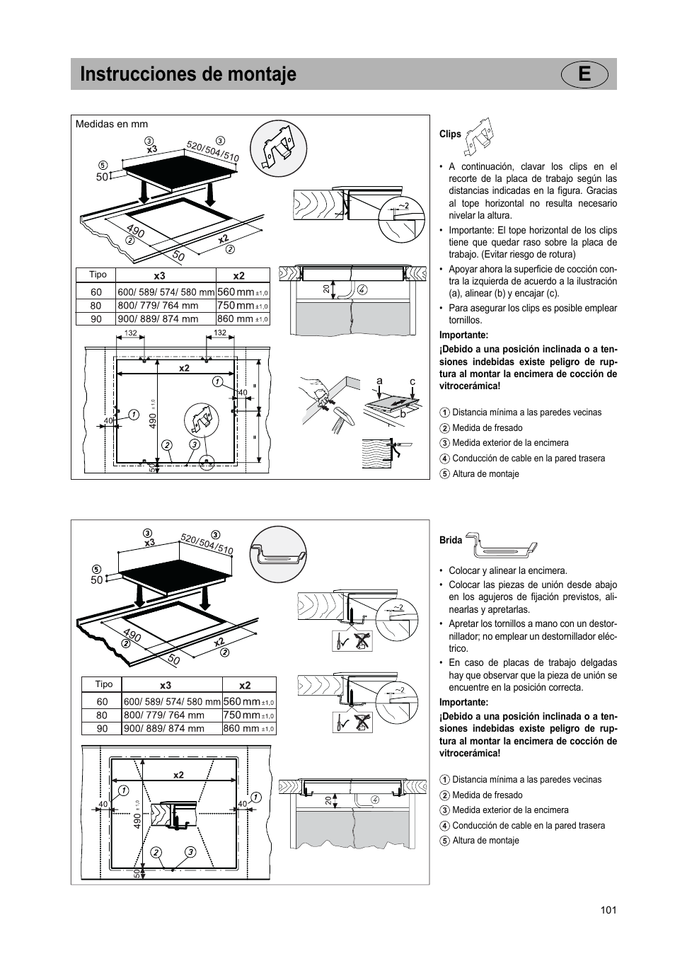 Instrucciones de montaje e | Teka IR 950 User Manual | Page 101 / 120