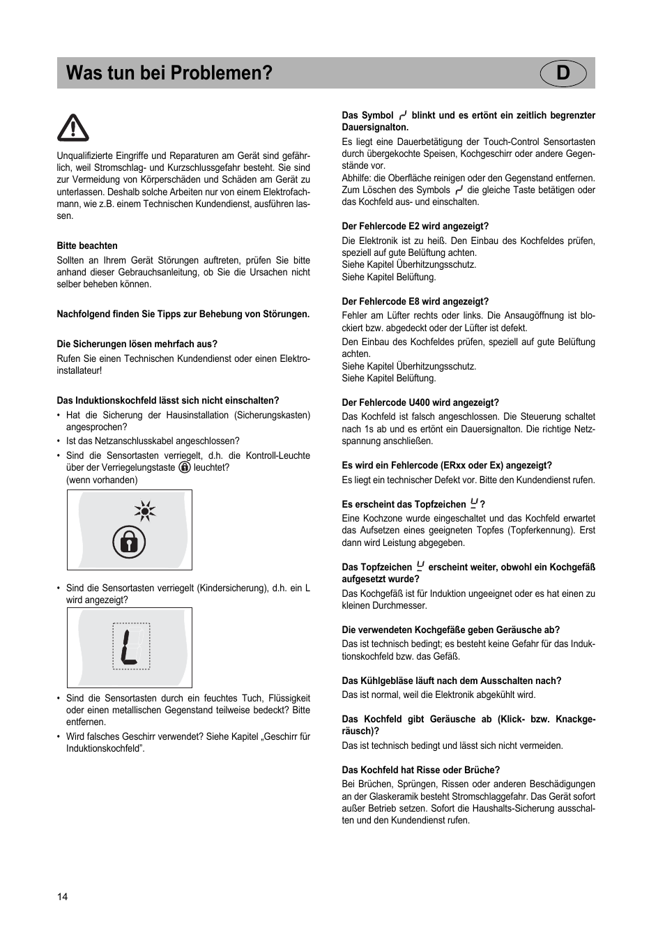 Was tun bei problemen? d | Teka IR 950 User Manual | Page 14 / 120