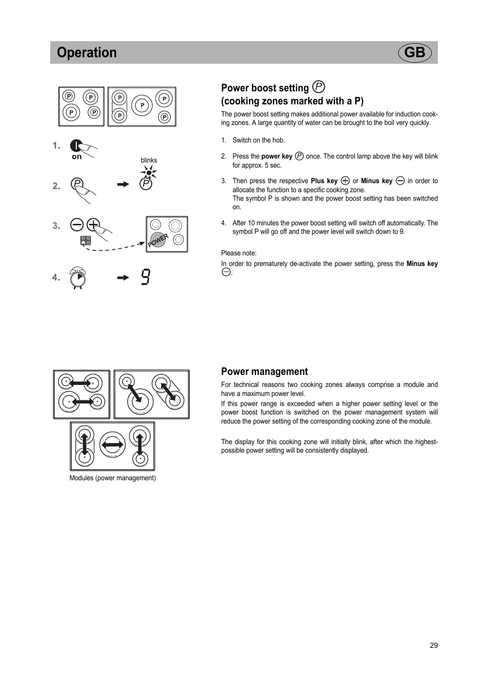 Operation gb, Power management | Teka IR 950 User Manual | Page 29 / 120