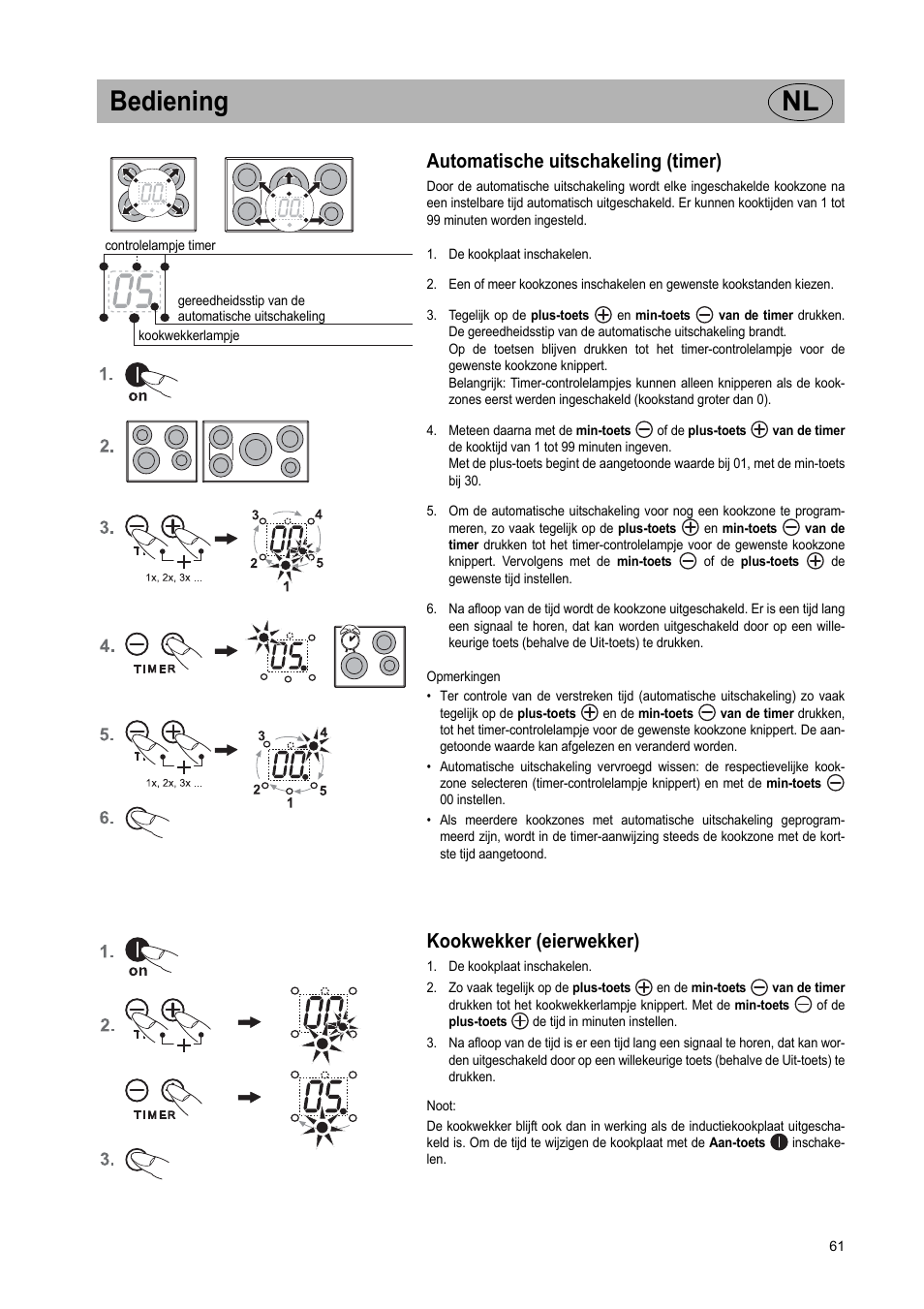 Bediening nl, Automatische uitschakeling (timer), Kookwekker (eierwekker) | Teka IR 950 User Manual | Page 61 / 120