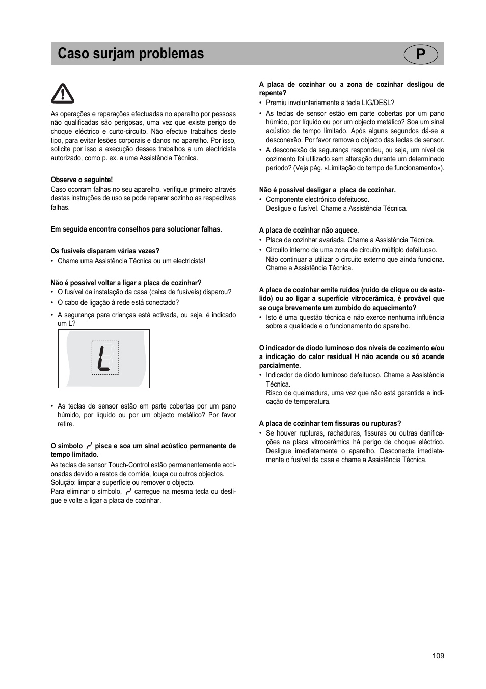 Caso surjam problemas p | Teka VR TC 95 4I User Manual | Page 109 / 113