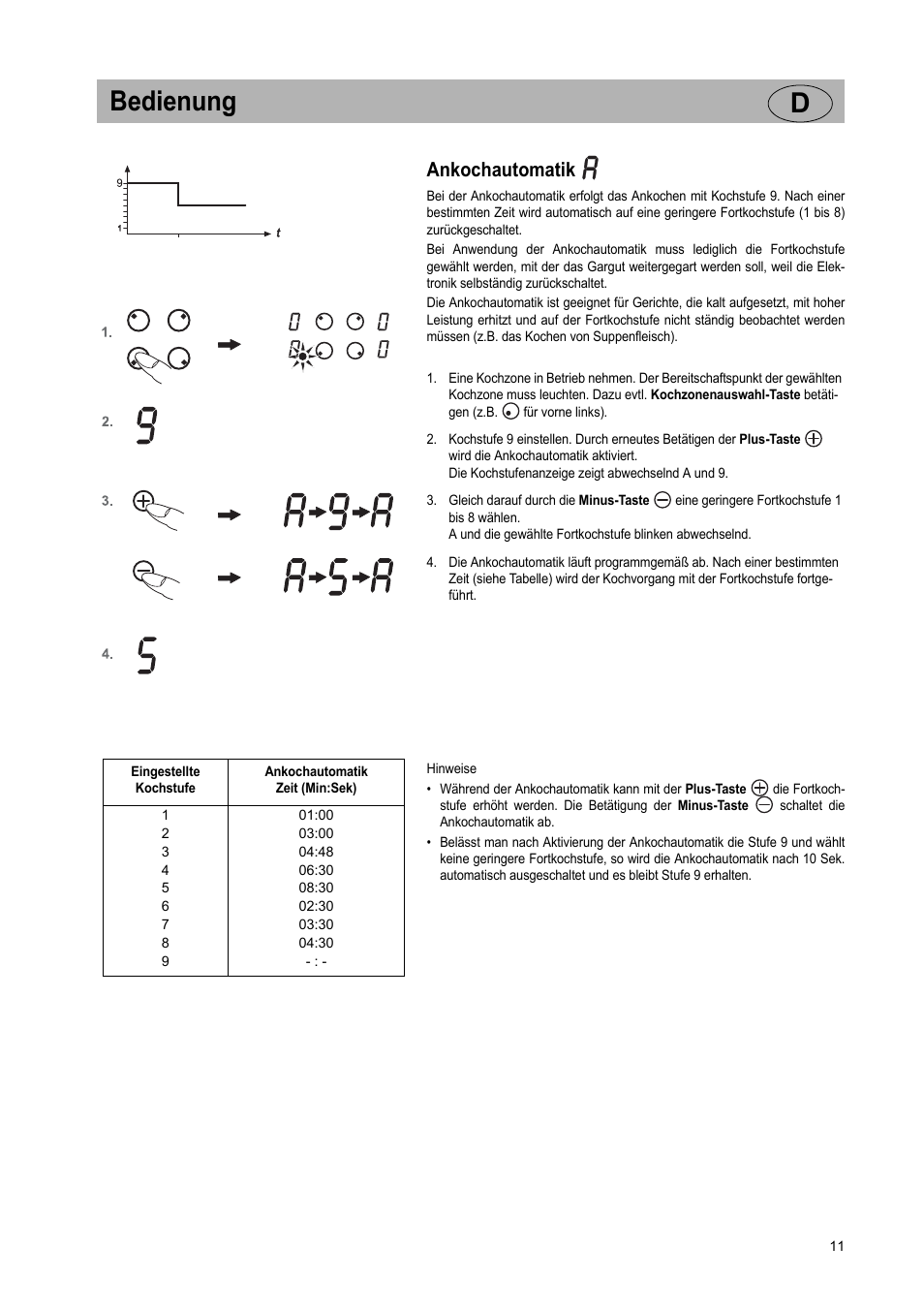 Bedienung d, Ankochautomatik | Teka VR TC 95 4I User Manual | Page 11 / 113
