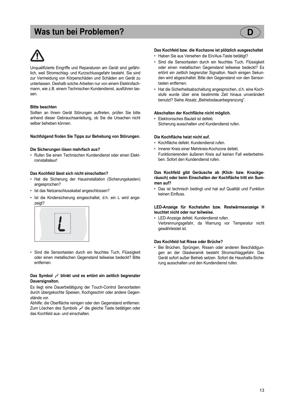 Was tun bei problemen? d | Teka VR TC 95 4I User Manual | Page 13 / 113