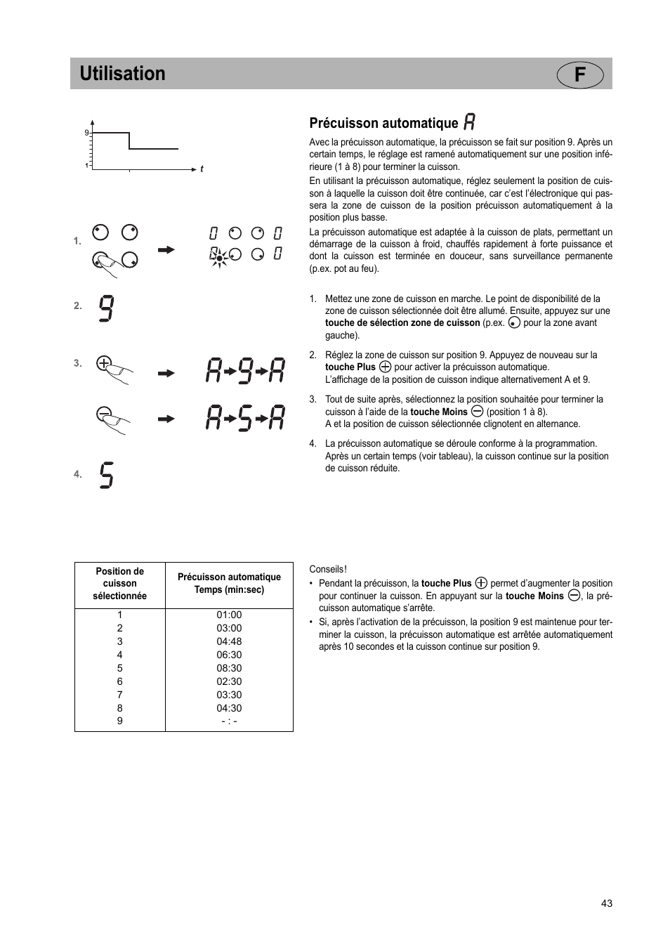 Utilisation f, Précuisson automatique | Teka VR TC 95 4I User Manual | Page 43 / 113