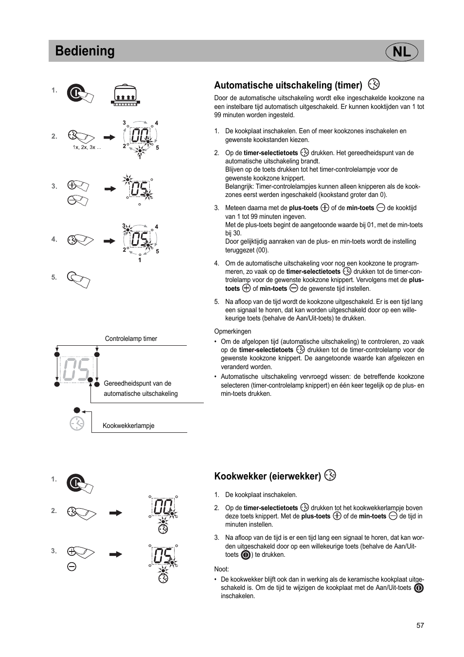 Bediening nl, Automatische uitschakeling (timer), Kookwekker (eierwekker) | Teka VR TC 95 4I User Manual | Page 57 / 113
