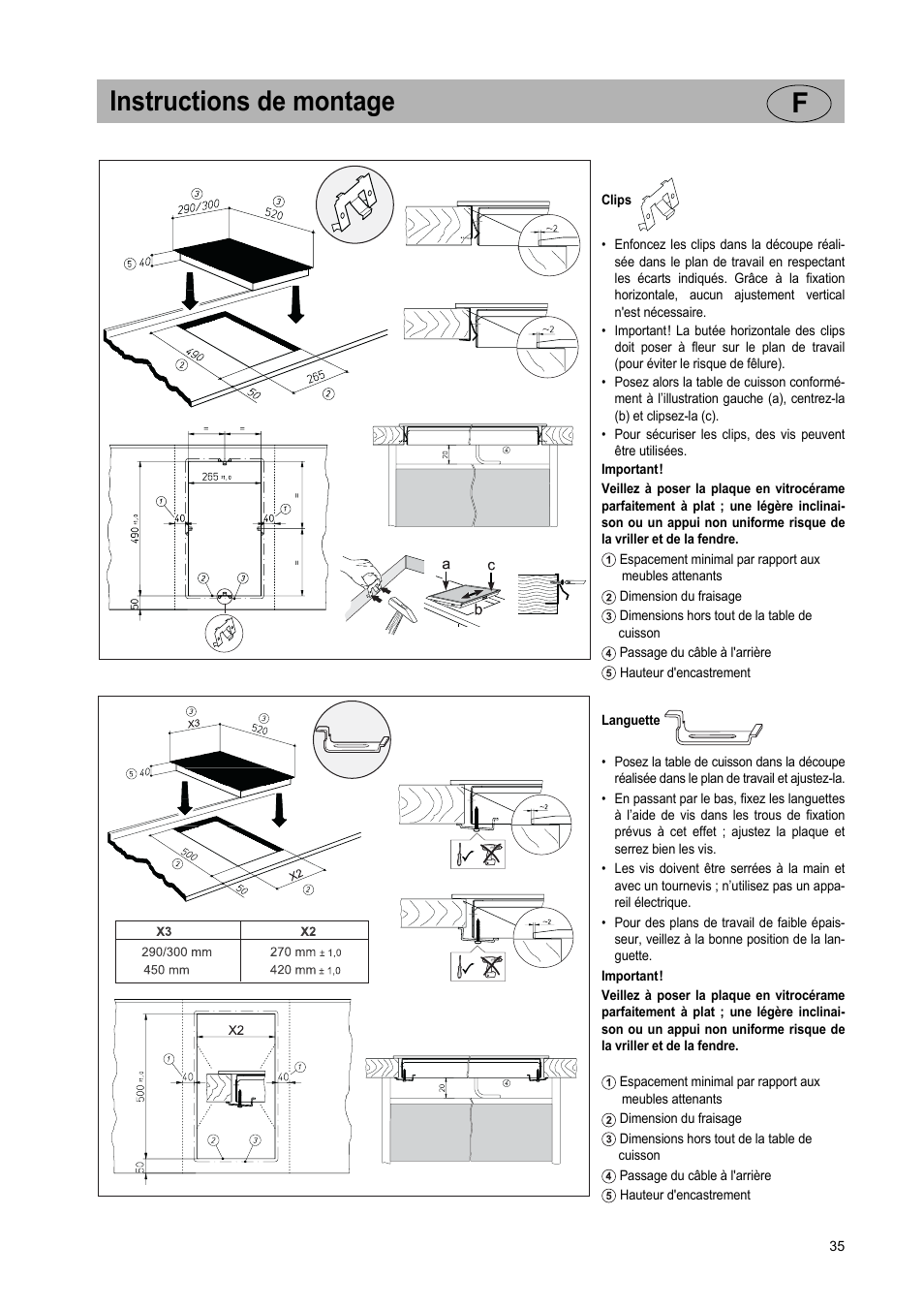 Instructions de montage f | Teka VT TC 1G User Manual | Page 35 / 85