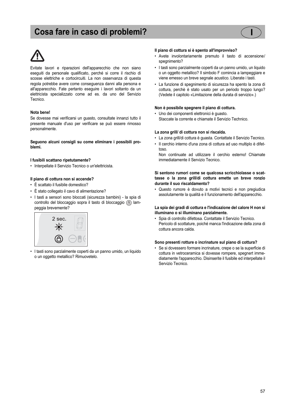Cosa fare in caso di problemi? i | Teka VT TC 1G User Manual | Page 57 / 85