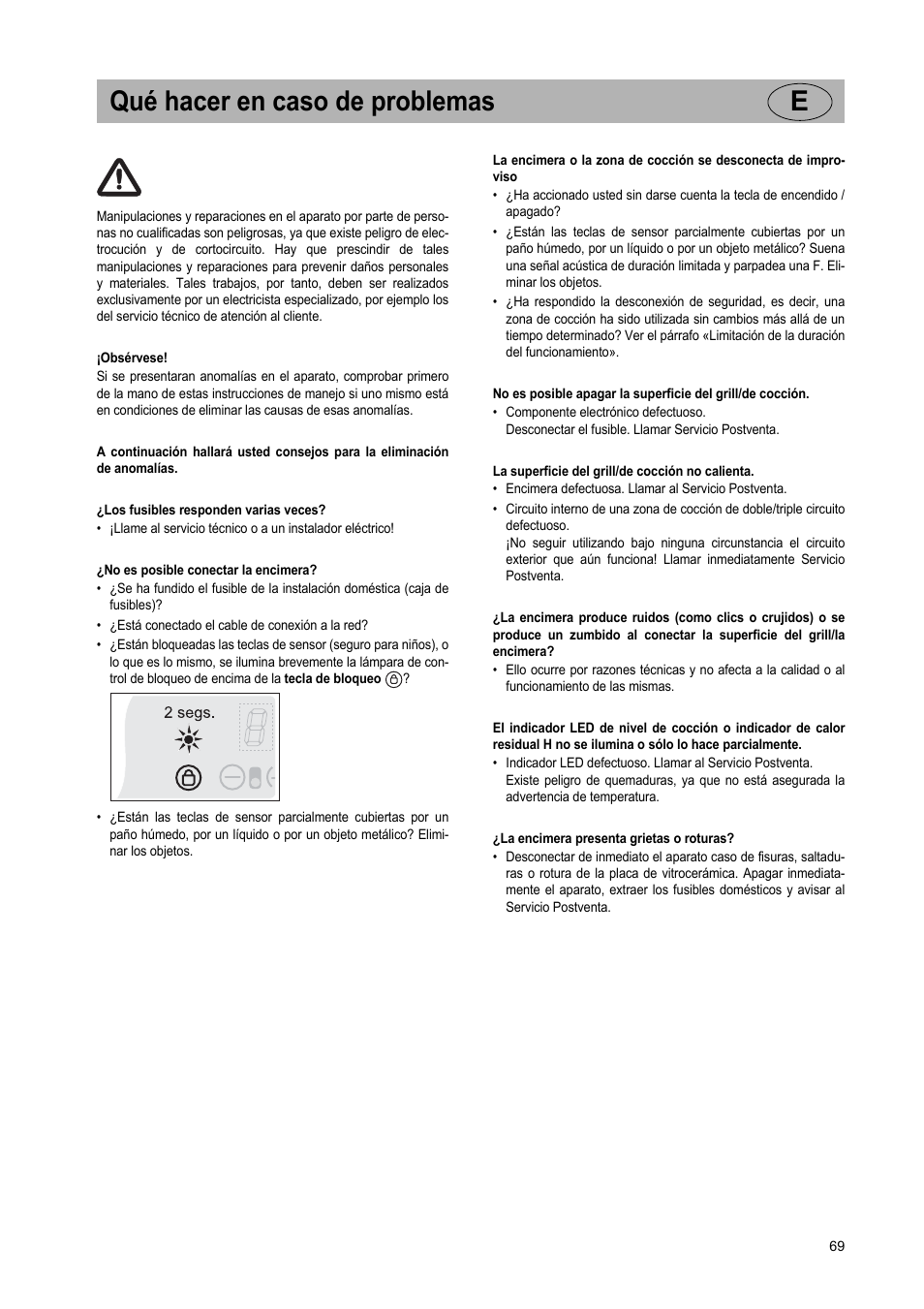 Qué hacer en caso de problemas e | Teka VT TC 1G User Manual | Page 69 / 85
