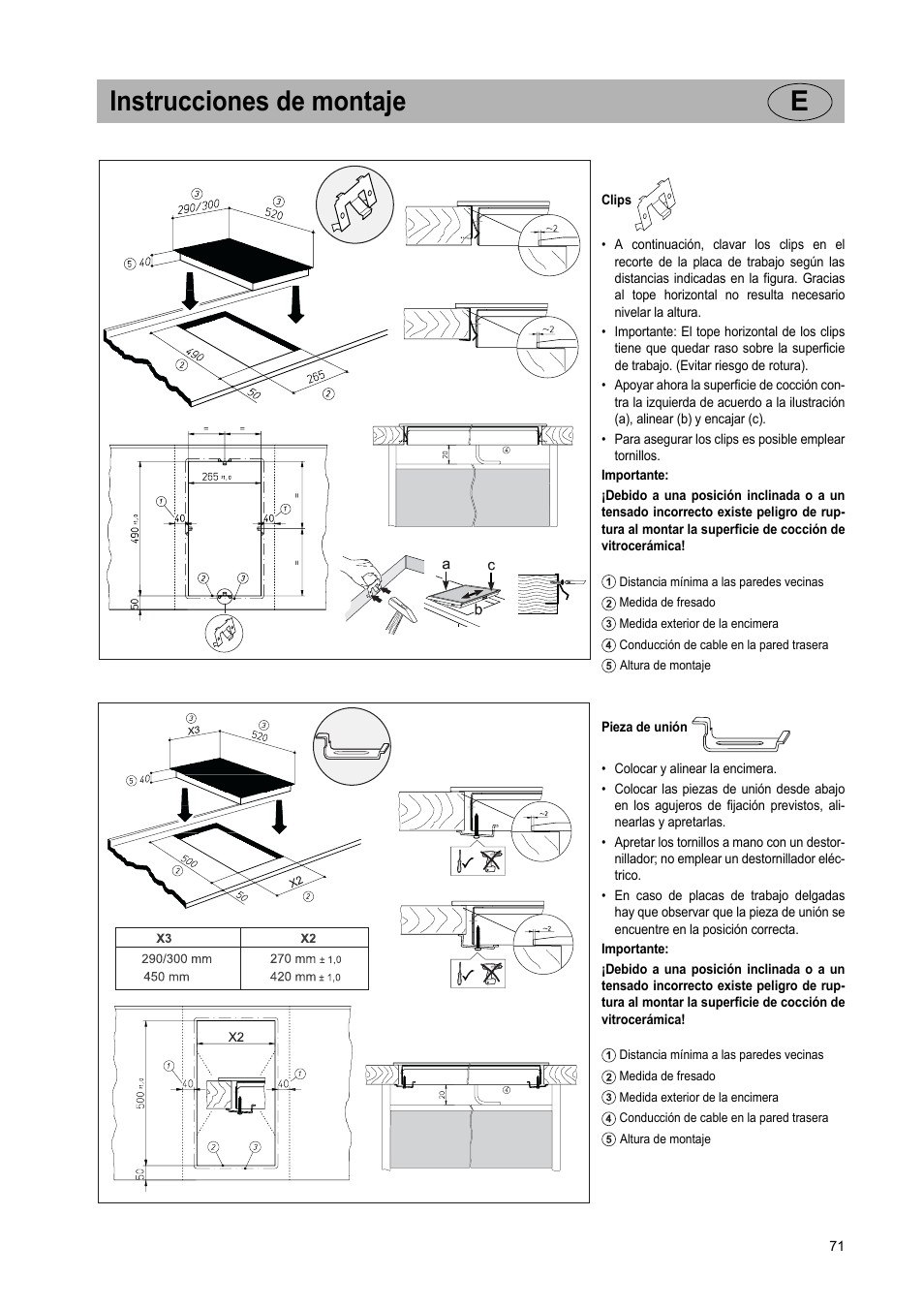 Instrucciones de montaje e | Teka VT TC 1G User Manual | Page 71 / 85