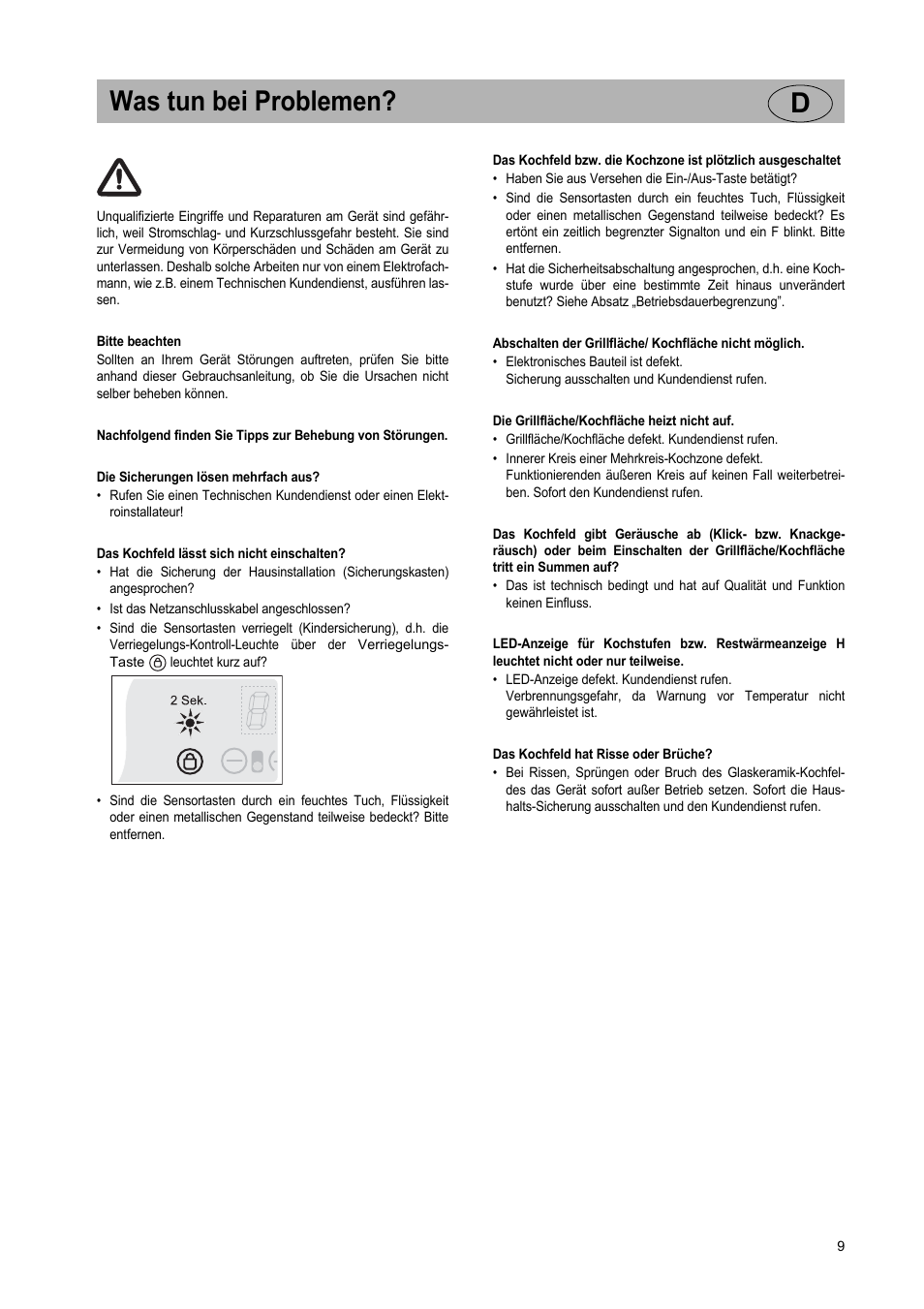 Was tun bei problemen? d | Teka VT TC 1G User Manual | Page 9 / 85