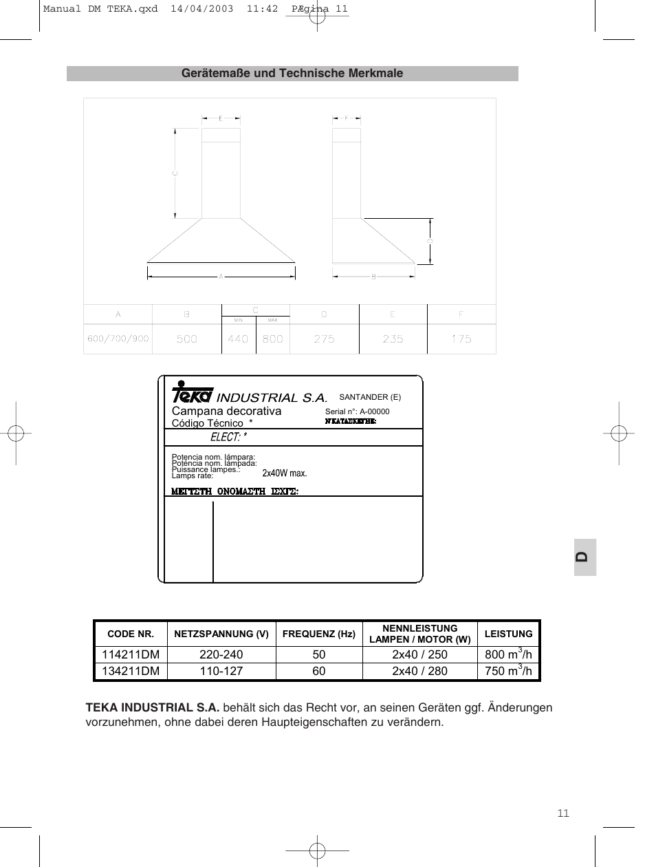 Teka DM 60_70_90 User Manual | Page 11 / 31