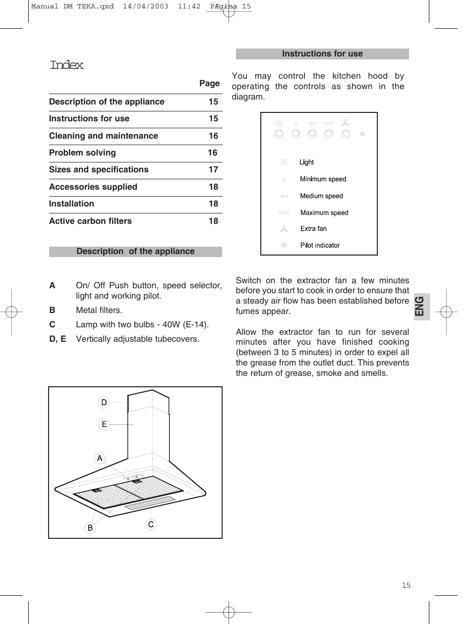 Index | Teka DM 60_70_90 User Manual | Page 15 / 31