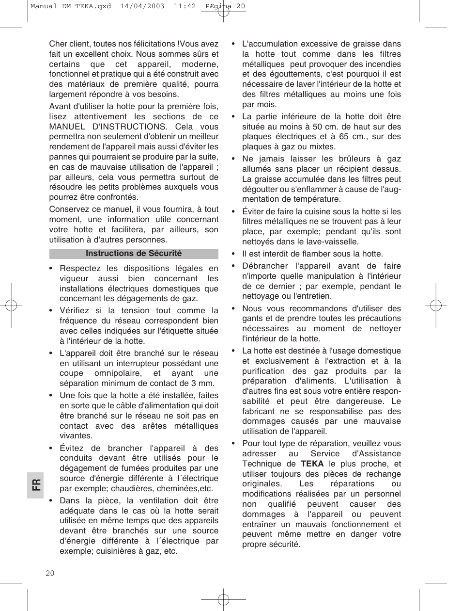 Teka DM 60_70_90 User Manual | Page 20 / 31