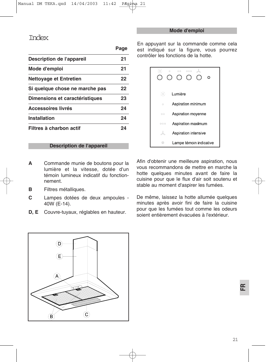 Index | Teka DM 60_70_90 User Manual | Page 21 / 31