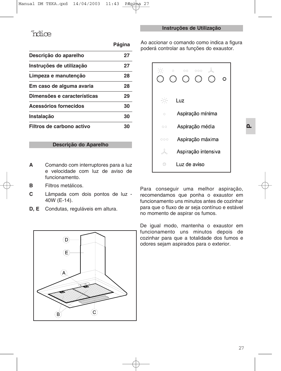 Ndice | Teka DM 60_70_90 User Manual | Page 27 / 31