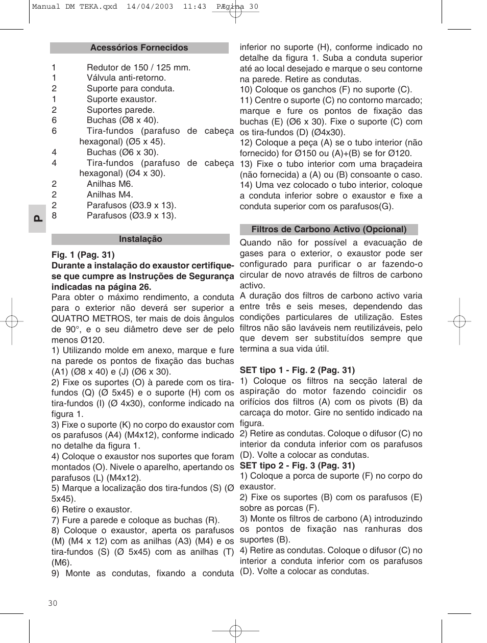 Teka DM 60_70_90 User Manual | Page 30 / 31