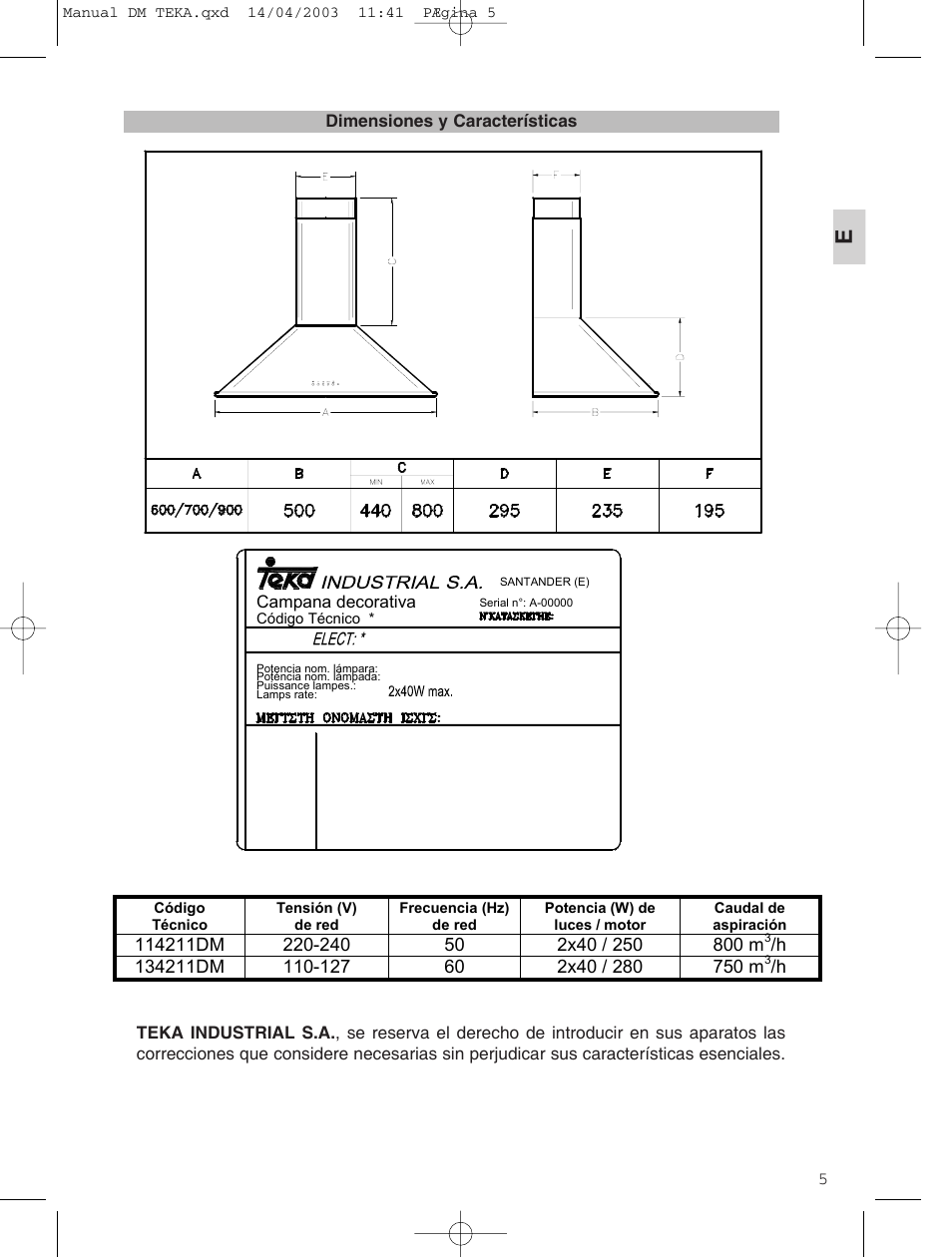 Teka DM 60_70_90 User Manual | Page 5 / 31