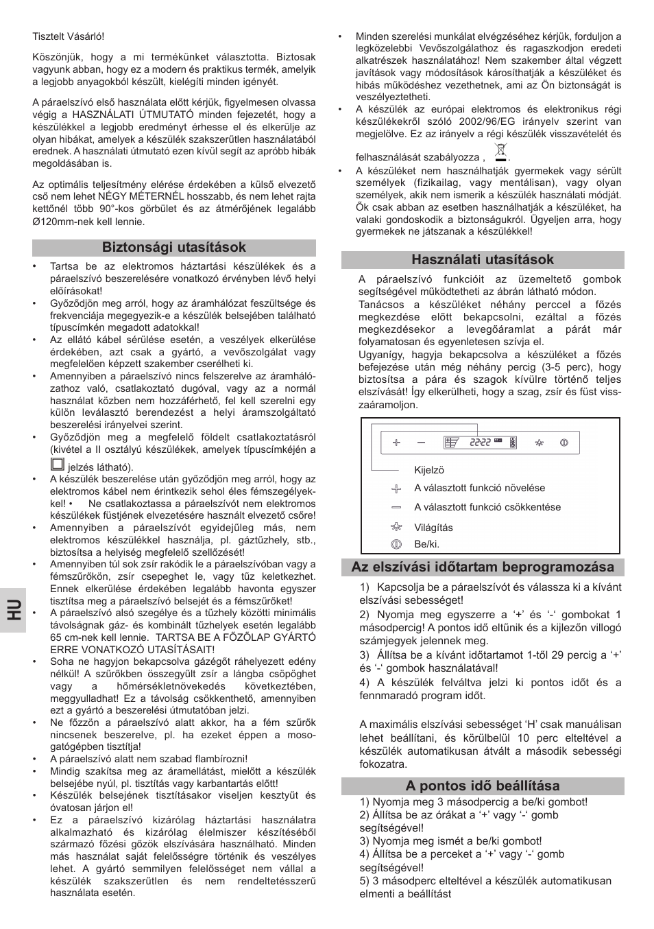 Biztonsági utasítások használati utasítások | Teka DHC 90 User Manual | Page 22 / 40