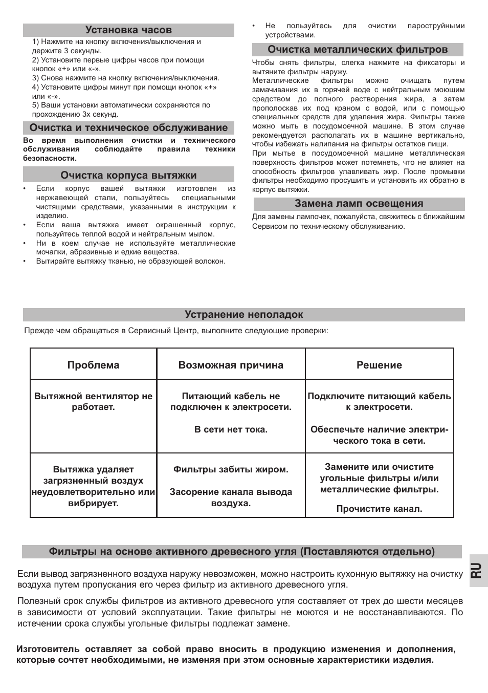 Проблема возможная причина решение, Замена ламп освещения установка часов | Teka DHC 90 User Manual | Page 25 / 40