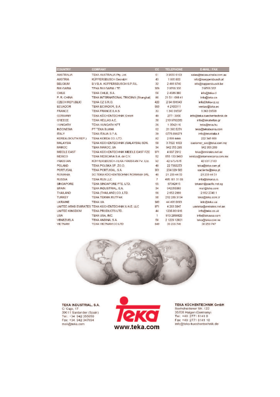 Teka DVE 70_90 Cristal User Manual | Page 36 / 36