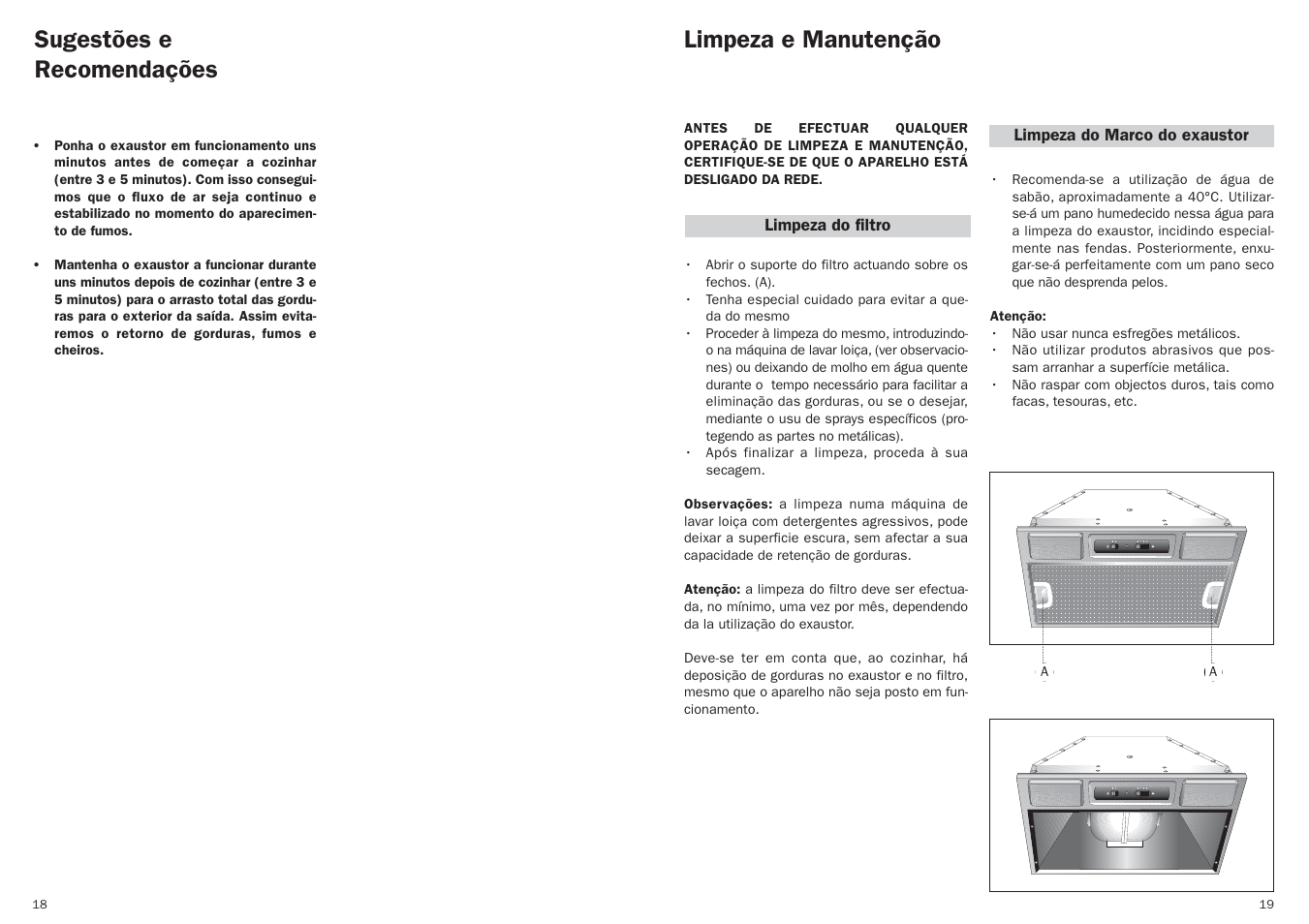Sugestões e recomendações, Limpeza e manutenção | Teka GFT User Manual | Page 11 / 14