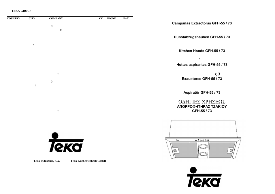 Teka GFH 73 User Manual | 16 pages