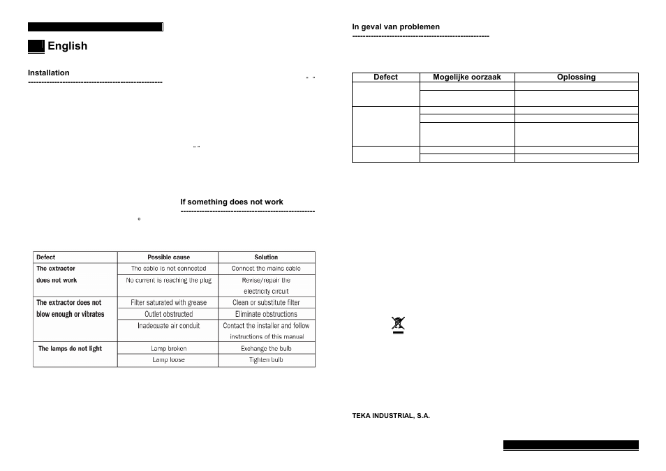 English | Teka C 620 CLASSIC User Manual | Page 12 / 18