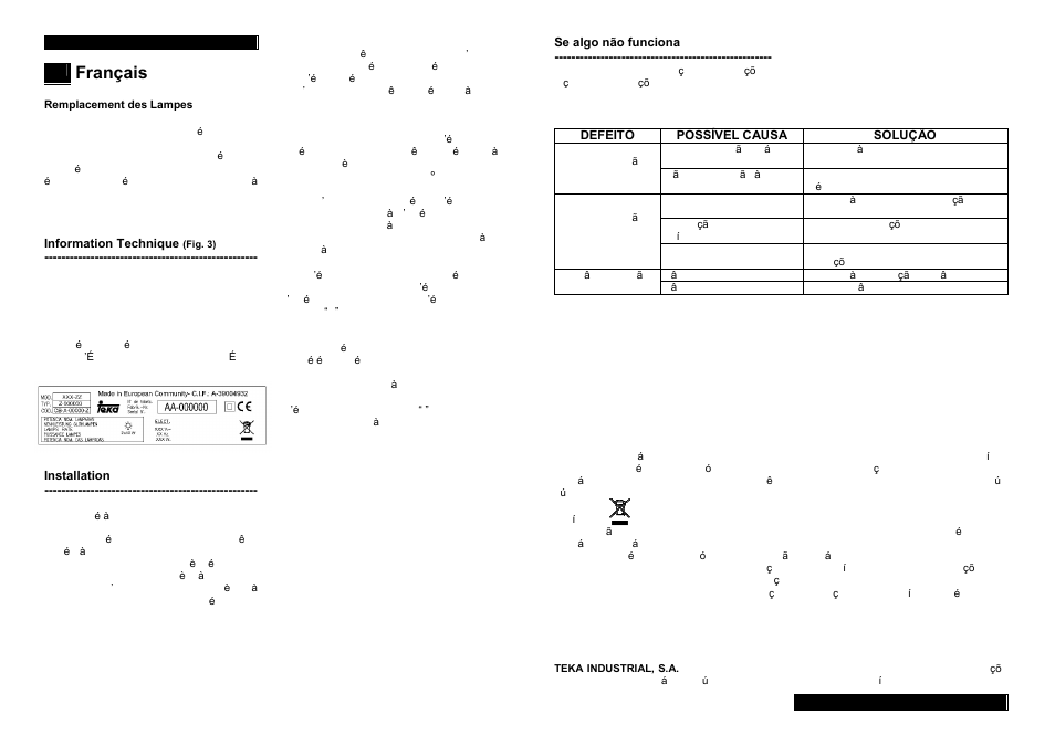 Français | Teka C 620 CLASSIC User Manual | Page 16 / 18