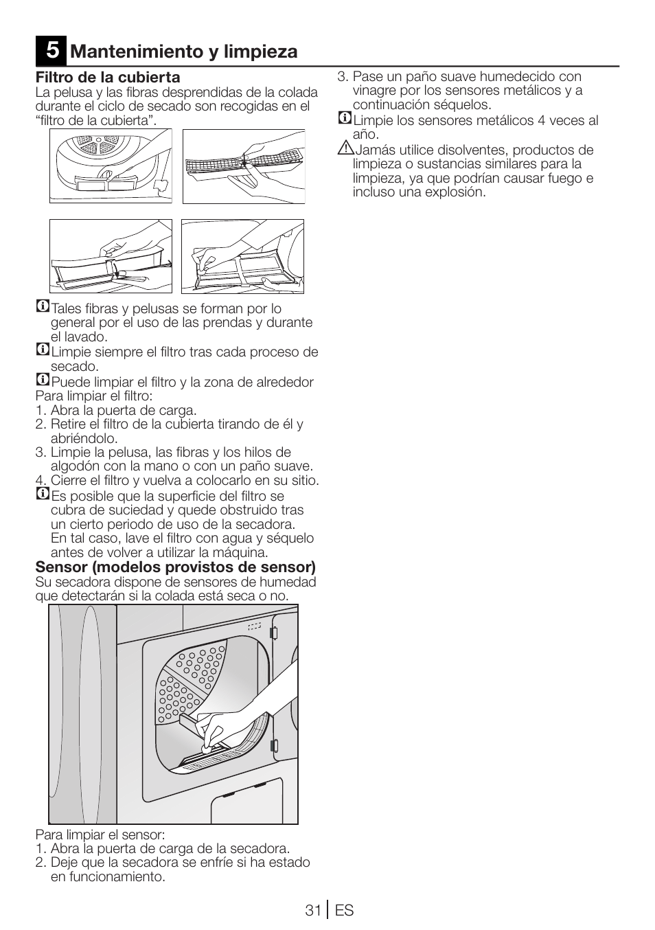 Mantenimiento y limpieza | Teka TKS2 650 User Manual | Page 31 / 49