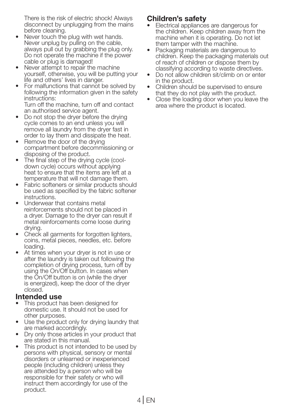 Intended use, Children’s safety | Teka TKS2 650 User Manual | Page 4 / 49