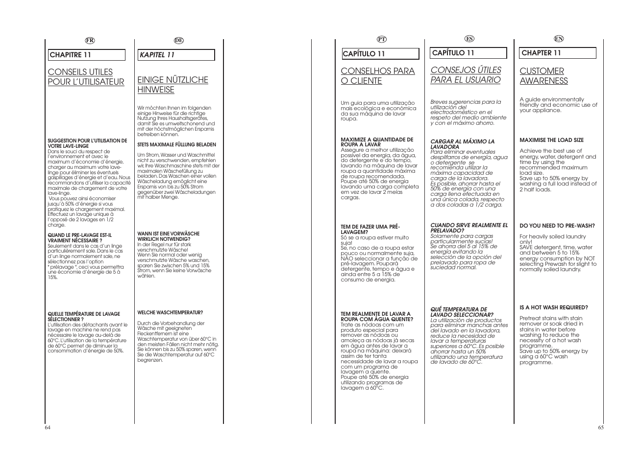 Customer awareness, Conseils utiles pour l’utilisateur, Consejos útiles para el usuario | Conselhos para o cliente, Einige nützliche hinweise | Teka LI4 1080 E User Manual | Page 33 / 41