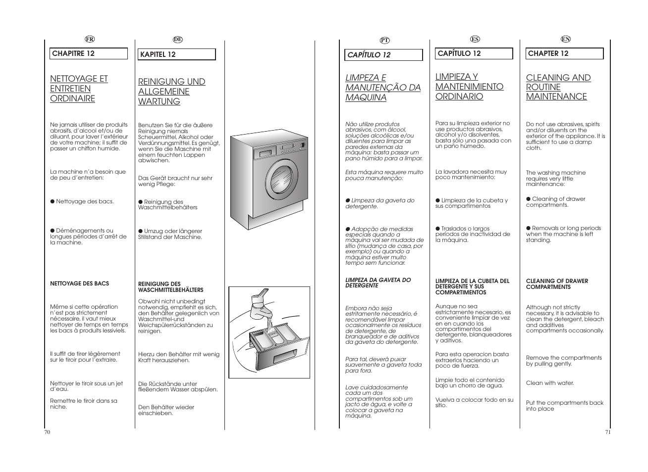 Nettoyage et entretien ordinaire, Cleaning and routine maintenance, Limpieza y mantenimiento ordinario | Limpeza e manutenção da maquina, Reinigung und allgemeine wartung | Teka LI4 1080 E User Manual | Page 36 / 41
