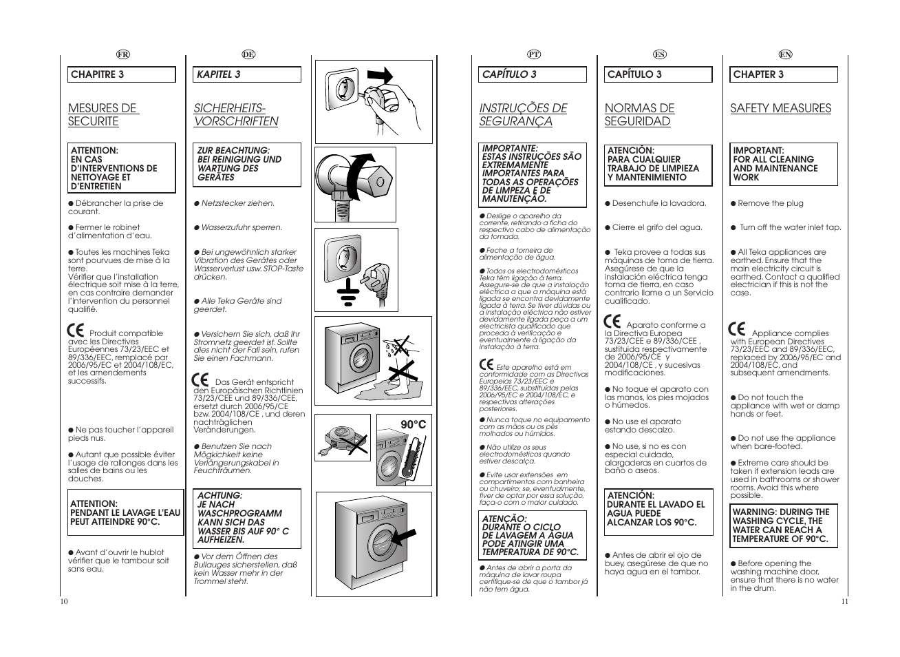 Safety measures, Instruções de segurança, Mesures de securite | Sicherheits- vorschriften, Normas de seguridad | Teka LI4 1080 E User Manual | Page 6 / 41