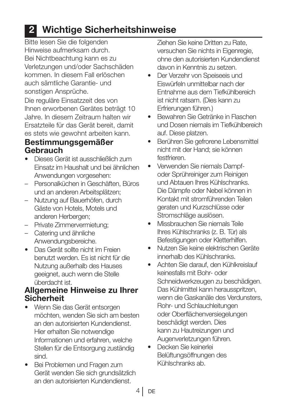 2wichtige sicherheitshinweise, Bestimmungsgemäßer gebrauch, Allgemeine hinweise zu ihrer sicherheit | Teka RVI 35 User Manual | Page 22 / 160