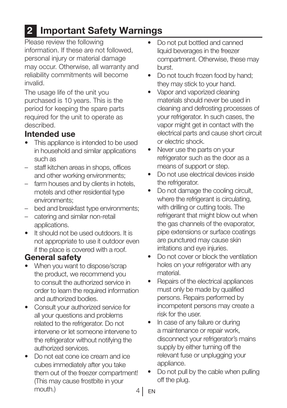 2important safety warnings, Intended use, General safety | Teka RVI 35 User Manual | Page 5 / 160