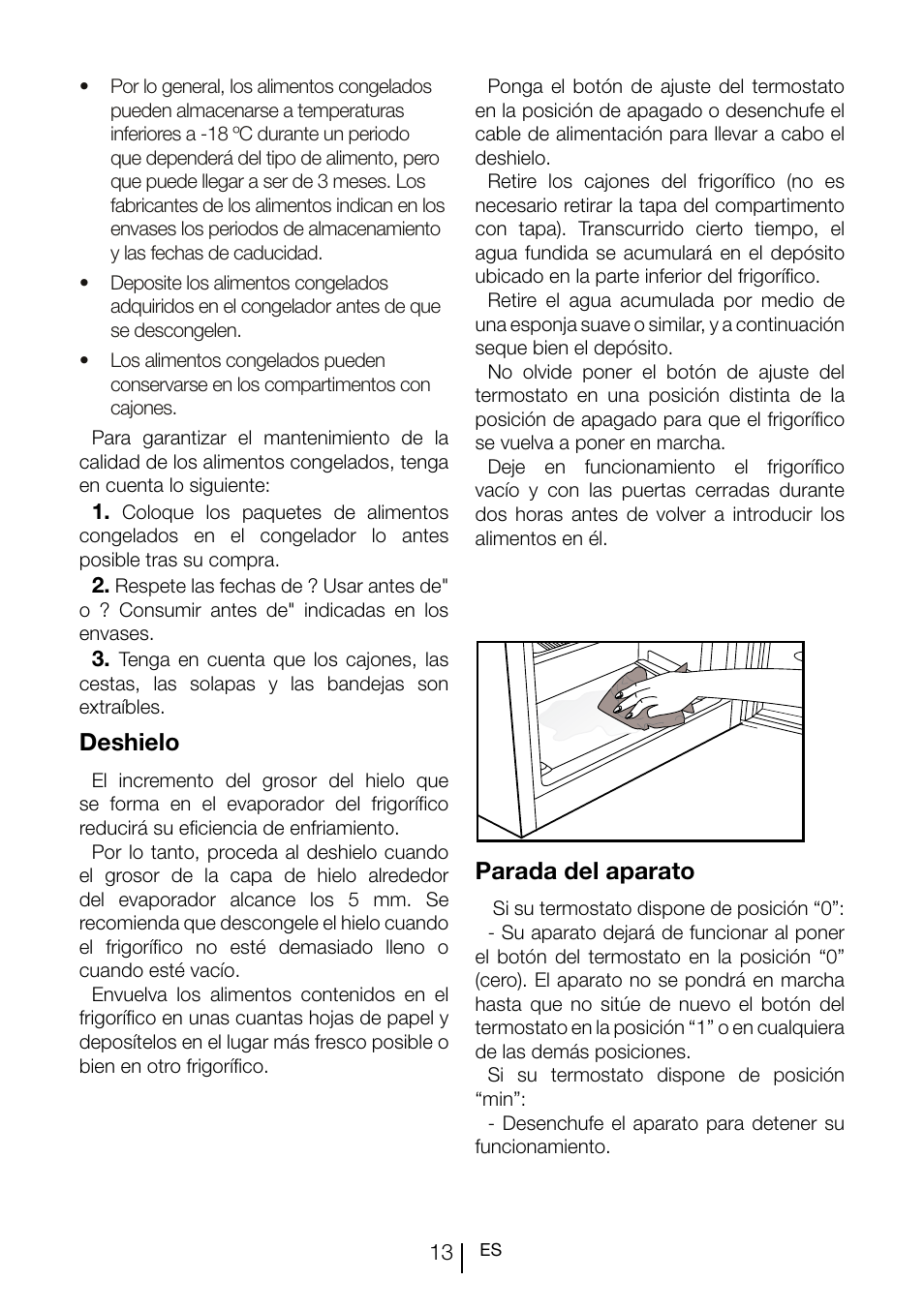 Deshielo, Parada del aparato | Teka TGI2 120 D User Manual | Page 76 / 82
