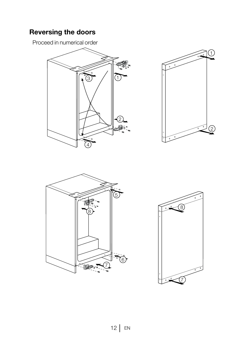 Reversing the doors | Teka TKI2 145 D User Manual | Page 13 / 98
