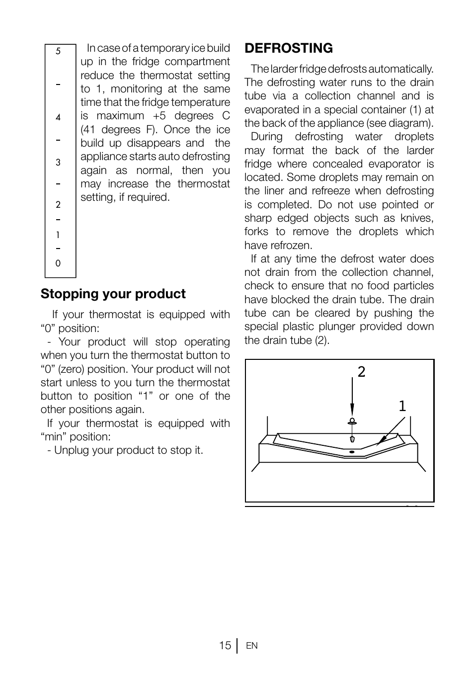 Special container compressor 1 2, Stopping your product, Defrosting | Teka TKI2 145 D User Manual | Page 16 / 98