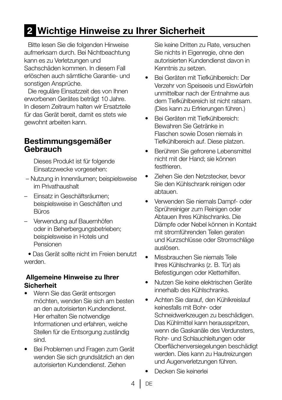 2wichtige hinweise zu ihrer sicherheit, Bestimmungsgemäßer gebrauch | Teka TKI2 145 D User Manual | Page 24 / 98