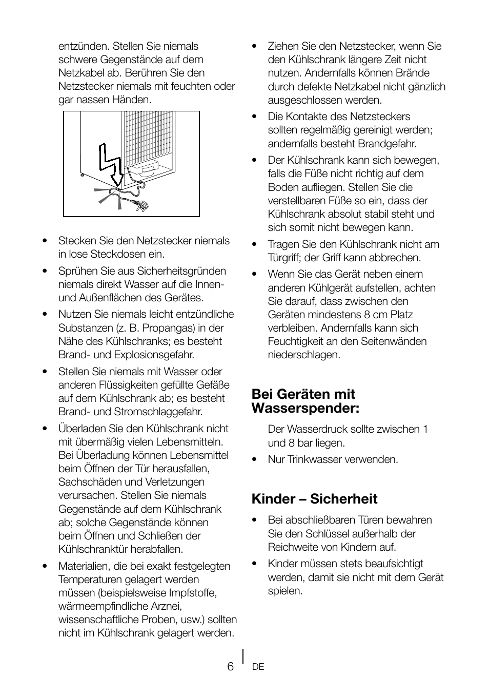 Bei geräten mit wasserspender, Kinder – sicherheit | Teka TKI2 145 D User Manual | Page 26 / 98