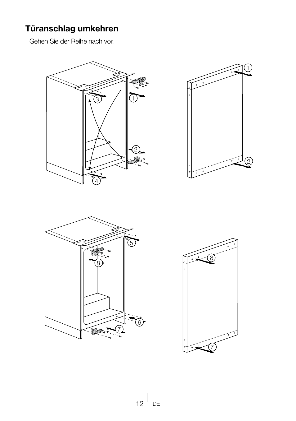Türanschlag umkehren | Teka TKI2 145 D User Manual | Page 32 / 98