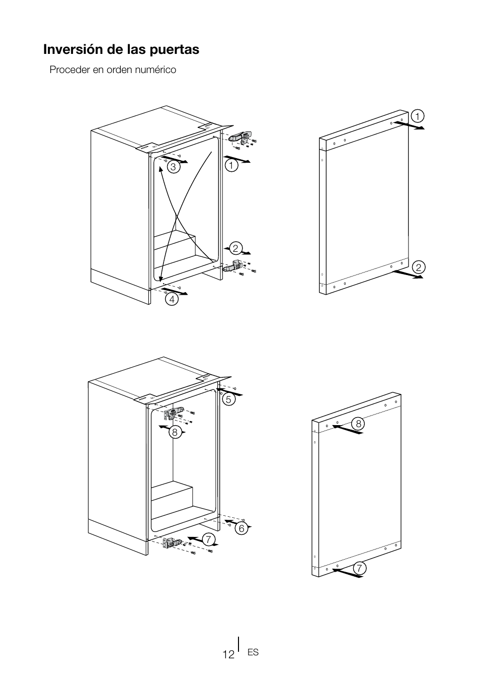 Inversión de las puertas | Teka TKI2 145 D User Manual | Page 71 / 98