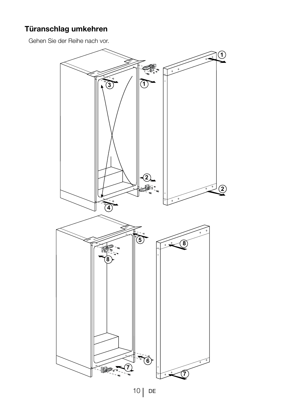 Türanschlag umkehren | Teka TGI2 200 NF User Manual | Page 32 / 74